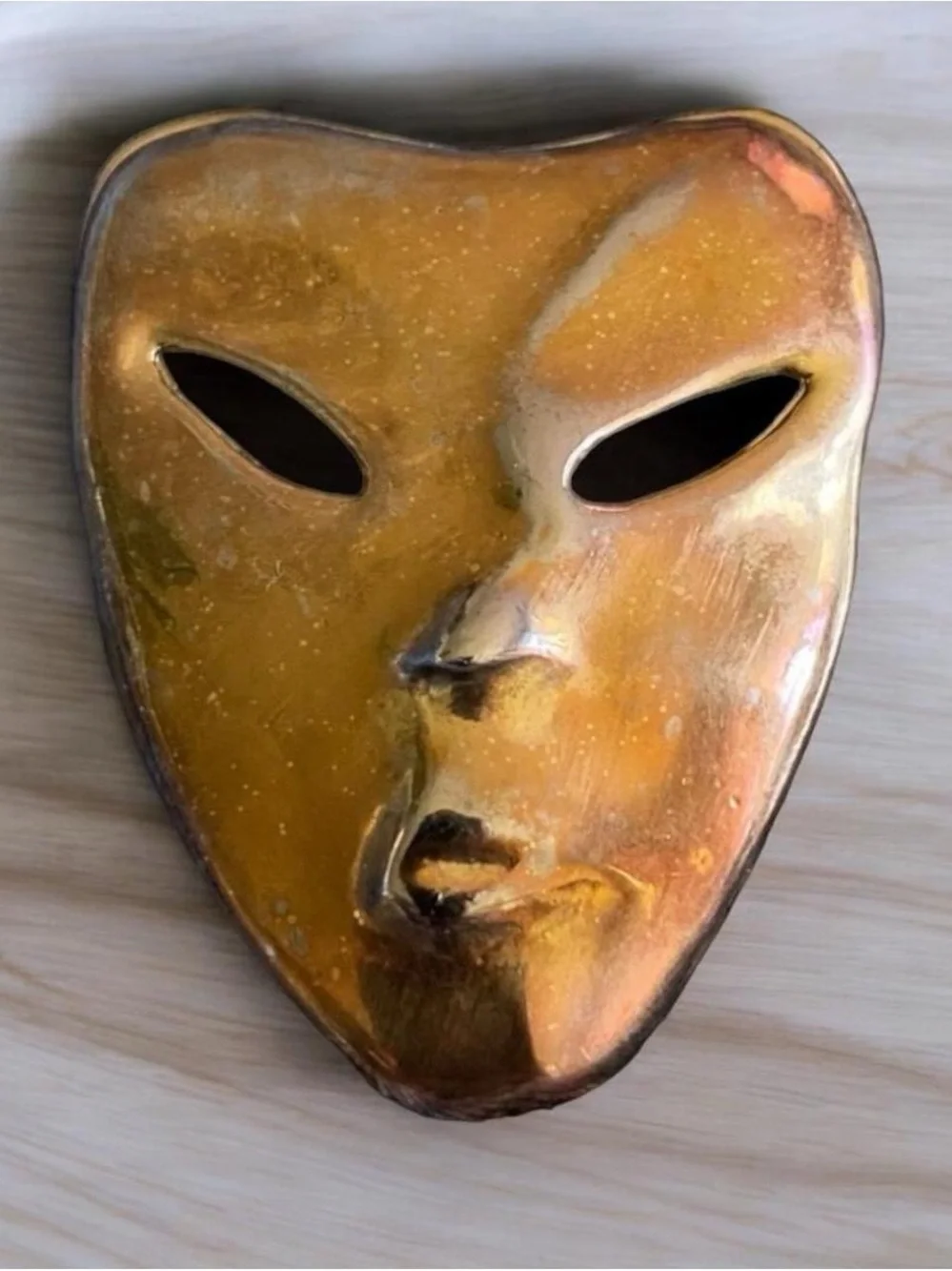 Handcrafted Ceramic Gold Face Wall Art Mask